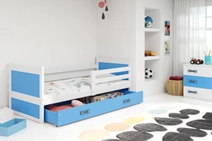 RICO pat single pentru tineri 80X190 cu saltea și sertar, alb/albastru