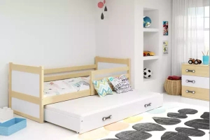 Rico teen pat trundle 90x190 cu saltea și sertar, pin / alb