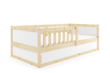 Pat simplu pentru copii SMART 2 80X160 cu compartiment de depozitare, lemn natural
