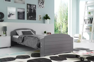 Pat single pentru tineri LILI 90X200 cu saltea, grafit