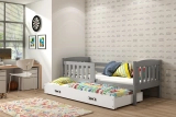 KUBUŚ 90X200 pat de tineret extensibil cu saltea și sertar, grafit/alb
