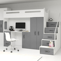 MAX 4 80X200 pat single pentru tineri cu saltea și birou, grafit