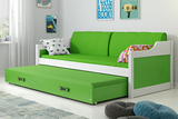 Pat extensibil pentru tineri DAWID 90X200 cu saltea și sertar, alb/verde