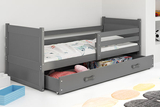 Pat single pentru tineri RICO 90X200 cu sertar, grafit