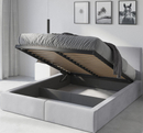 Pat tapițat pentru dormitor HILTON 140X200 cu cutie de depozitare, gri cenușă