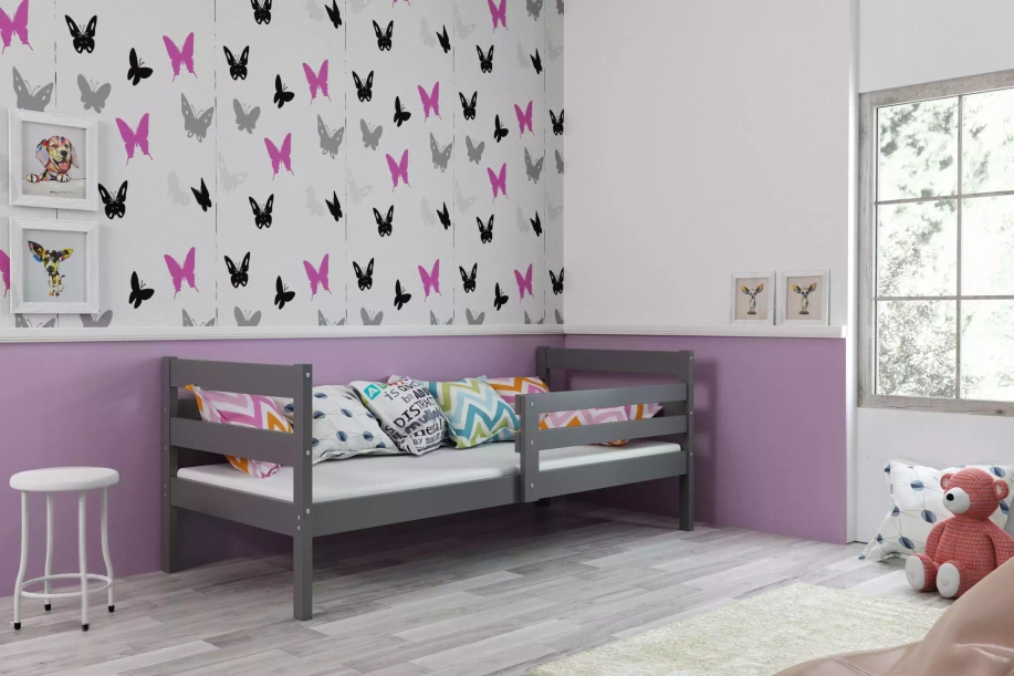 Pat pentru tineri ERYK 80X190 cu saltea, grafit
