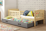 Pat extensibil pentru tineri KUBUŚ 90X200 cu sertar, pin/grafit