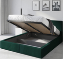 Pat tapițat pentru dormitor HILTON 120X200 cu cutie de depozitare, verde