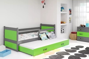 RICO 90X200 pat extensibil pentru tineri cu sertar, grafit/verde