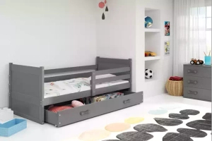 Rico pat single pentru adolescenți 90x190 cu sertar, gri