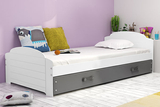 Pat single pentru tineri LILI 90X200 cu saltea și sertar, alb/grafit