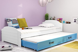 LILI 90X200 pat extensibil pentru tineri cu sertar, alb/albastru