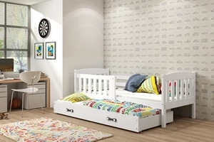 Pat extensibil pentru tineri KUBUŚ 90X200 cu saltea și sertar, alb