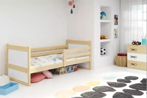 Rico pat single pentru adolescenți 90X190 cu saltea, pin/alb