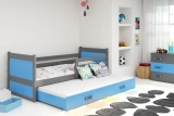 RICO 90X200 pat extensibil pentru tineri cu saltea și sertar, grafit/albastru