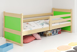 Pat single junior RICO 80X190 cu saltea, pin/verde