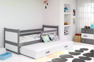 Rico teen pat trundle 90x190 cu sertar, gri/alb