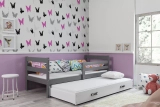 ERYK 80X190 pat extensibil pentru tineri cu sertar, grafit/alb