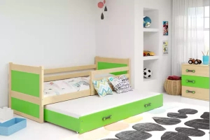 Rico teen pat trundle 90x190 cu sertar, pin / verde