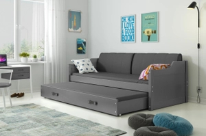 Pat extensibil pentru tineri DAWID 90X200 cu saltea și sertar, grafit