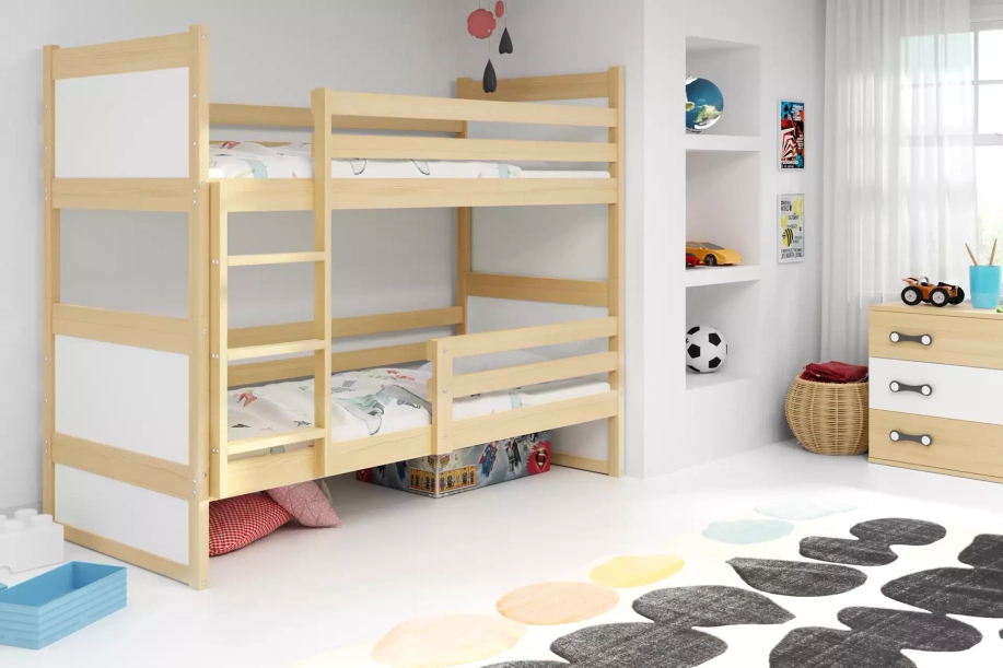 Rico pat supraetajat pentru adolescenți 90x190, pin/alb