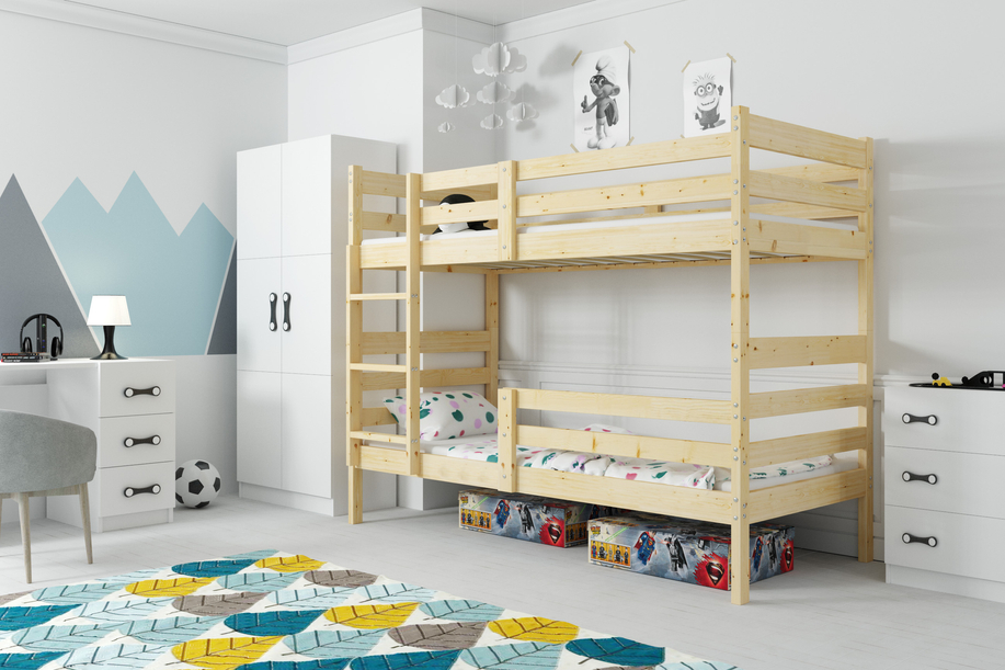Pat supraetajat pentru tineri ERYK 90X200, lemn natural