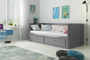 Pat dublu rabatabil pentru tineri HERMES 80X200 cu sertar, grafit