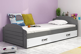 LILI 90X200 pat de tineret single cu saltea și sertar, grafit/alb