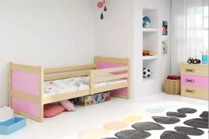 Rico pat single pentru adolescenți 90X190 cu saltea, pin/roz