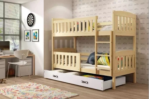 Jacquot adolescent pat supraetajat 90x190 cu sertar, pin / alb