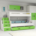 Pat supraetajat pentru tineret MAX 3 120X200 cu sertar, verde