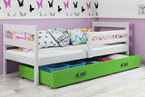 Patul ERYK 90X200 pentru tineri cu sertar, alb/verde