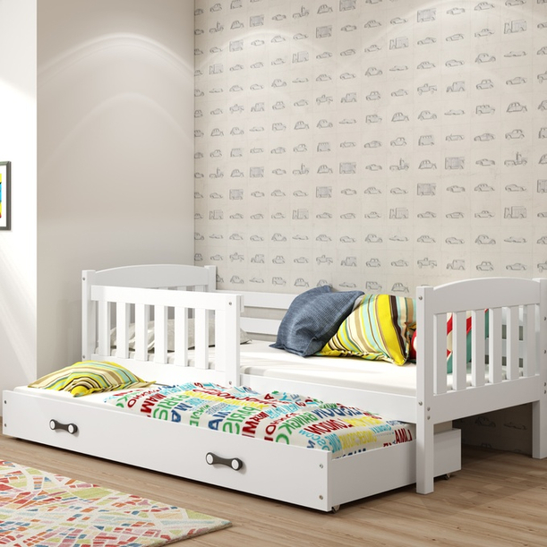 Jacquot 90x190 pat trundle adolescent cu sertar, alb