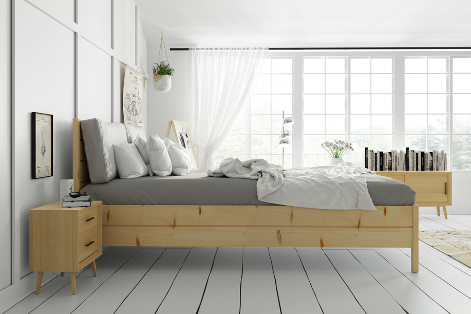 Pat din lemn 140x200 - pin continental cu cadru de ridicare