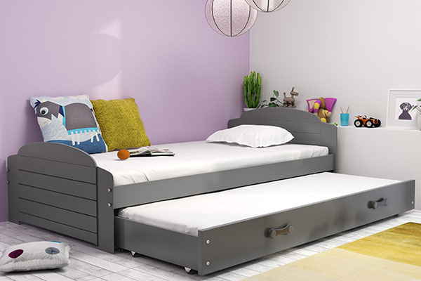 LILI 90X200 pat extensibil pentru tineri cu saltea și sertar, grafit