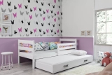 Pat extensibil pentru tineri ERYK 90X200 cu saltea și sertar, alb