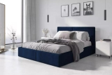 Pat tapițat pentru dormitor HILTON 120X200 cu cutie de depozitare, albastru