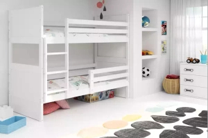 PAT SUPRAETAJAT PENTRU ADOLESCENȚI RICO CADRU ALB PANOURI ALBE FĂRĂ SERTAR FĂRĂ SALTEA 90 X 190
