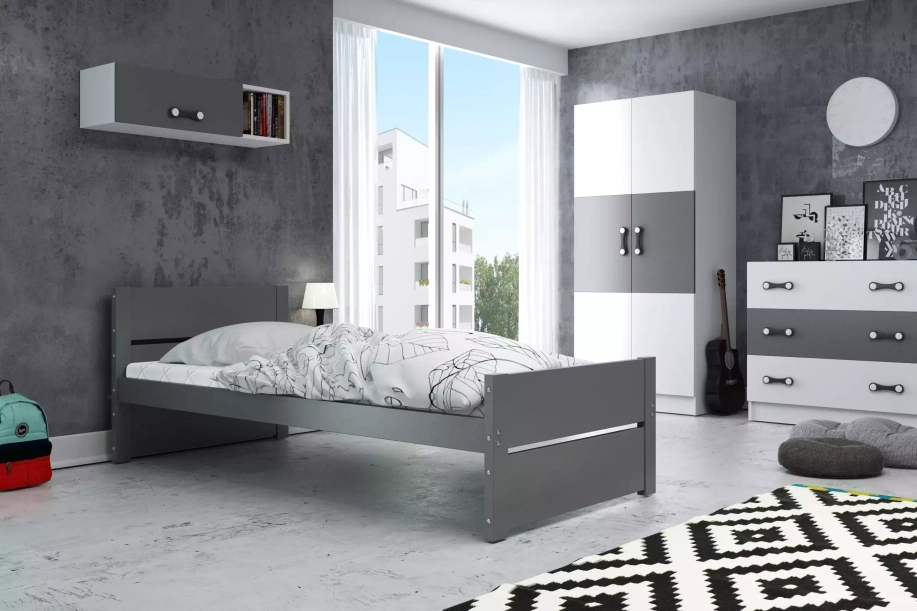 BARTEK pat single pentru tineri 90X200, grafit
