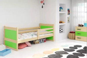 Rico pat single pentru adolescenți 90X190 cu saltea, pin/verde