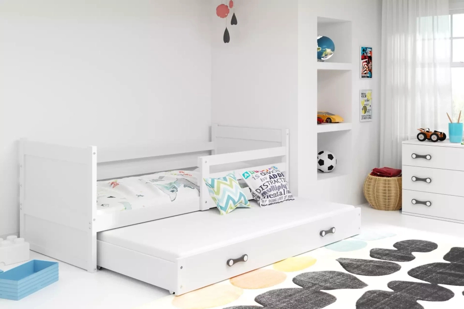 Rico teen pat trundle 90x190 cu saltea și sertar, alb