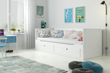 Pat dublu rabatabil pentru tineri HERMES 80X200 cu saltea și sertar, alb